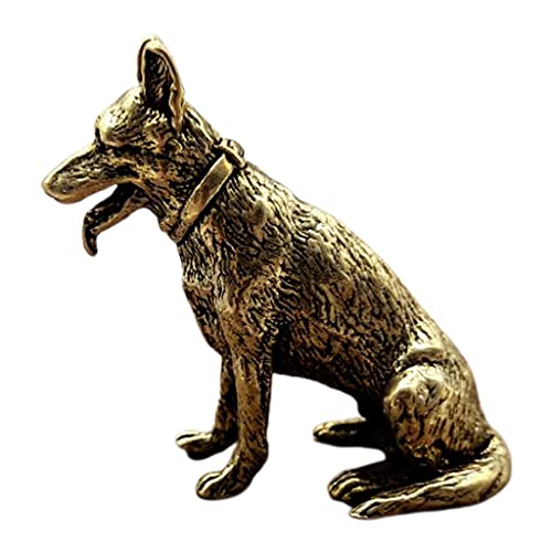 ohodhmnu Messing Metal Dog Statue Ornament Little Welpe Wolf Figuren Chinesische Desktop Haustierdekoration von ohodhmnu