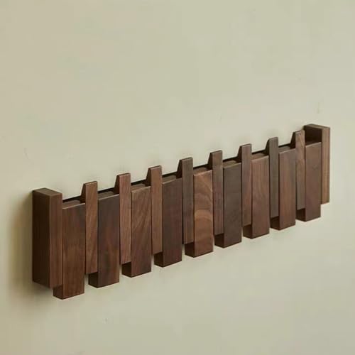 Klappgarderobe aus Holz, Moderne Garderobenhaken mit Klaviertasten und herunterklappbaren Haken, handgefertigte Wandkunst aus Holz, Wandaufhänger für Handtücher, Mäntel, Schals von oiakus