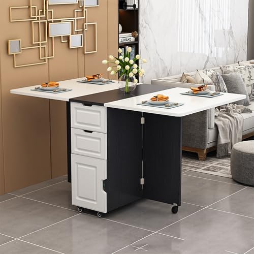 oiakus Bewegliche Klapptisch, moderner ausziehbarer Küchentisch mit abschließbarem Rad, 3 Lagerschubladen, Holzblatttisch für kleine Räume Apartment Kitchen Wohnzimmer, 120 cm oiakus Bewegliche Klapptisch, moderner ausziehbarer Küchentisch mit abschließbarem Rad, 3 Lagerschubladen, Holzblatttisch für kleine Räume Apartment Kitchen Wohnzimmer, 120 cm von oiakus