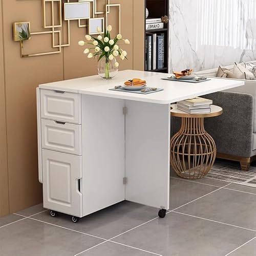 oiakus Bewegliche Klapptisch, moderner ausziehbarer Küchentisch mit abschließbarem Rad, 3 Lagerschubladen, Holzblatttisch für kleine Räume Apartment Kitchen Wohnzimmer, 120 cm oiakus Bewegliche Klapptisch, moderner ausziehbarer Küchentisch mit abschließbarem Rad, 3 Lagerschubladen, Holzblatttisch für kleine Räume Apartment Kitchen Wohnzimmer, 120 cm von oiakus