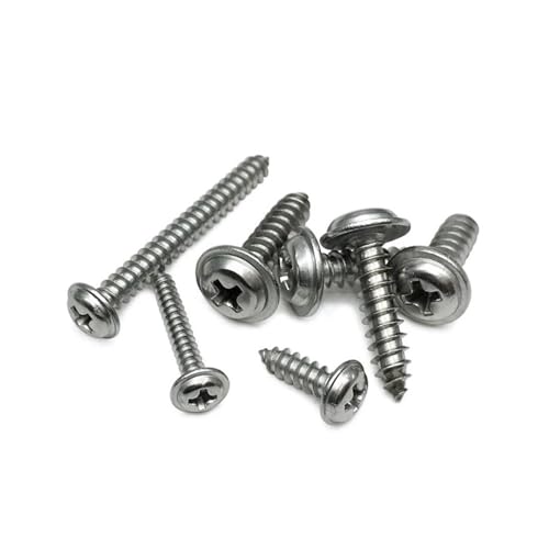 oipwtfbq 200/500/1000PCS M1,7 M2 M2,3 M2,6 M3 M4 Länge 4-20mnm PWA Kohlenstoffstahl-Trockenbauschrauben mit Pad, runder Kopf, selbstschneidende Blechschraube (Size : M2.6X8 500PCS) von oipwtfbq