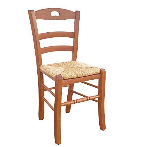 Stuhl Modell Loris mit Sitzfläche aus Reisstroh in Kirschfarbe von okaffarefatto zimbardi costanza