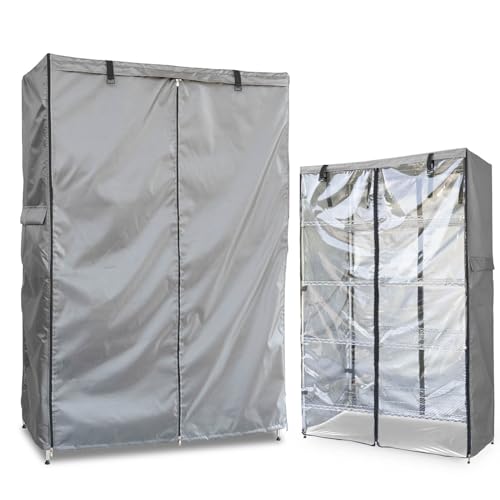 okcool Wasserdichte Regalabdeckung, Drahtregalabdeckung mit Reißverschluss und transparenter Sichtscheibe (Grau, 106,7 cm B x 45,7 cm T x 182,9 cm H Regale) von okcool
