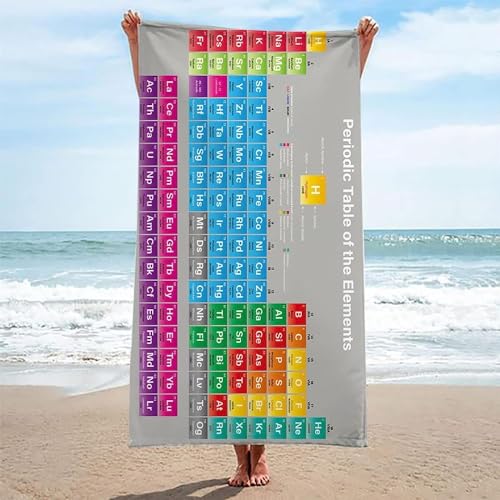 3D Strandtuch 90x180 cm Periodensystem Badetuch Groß Periodensystem Microfaser Handtücher Weich Schnell Trocknen Strandhandtuch Herren Frauen Badetücher, Strandtücher Strandlaken Handtuch A1096 von okoikfc