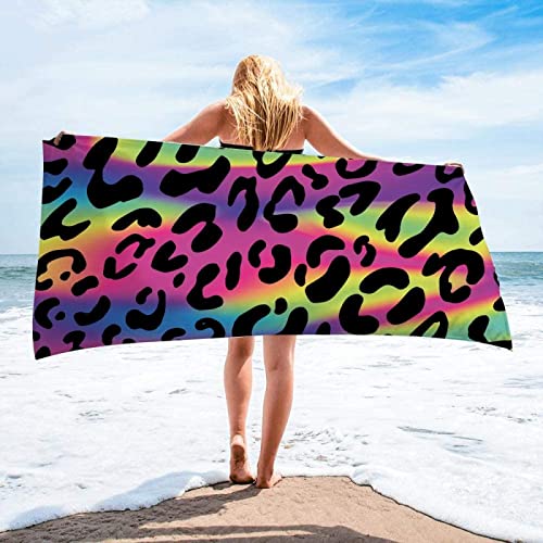 Badetuch Groß 70x140 cm, Mikrofaser Schnelltrocknend Strandtuch 3D Bunter Leopard Strandhandtuch Sauna Badehandtuch Yoga Handtuch Strandtücher Strandlaken Duschtuch Duschhandtuch von okoikfc