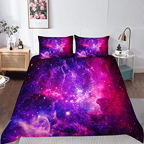 Bettwäsche 135x200 Violett, 3D Galaxis Winter Weiche GebüRstet Mikrofaser Bettbezug Set, Bettzeug mit 2 Kissenbezug 80x80 cm, Bettwäsche Set Für Kinder Erwachsene von okoikfc