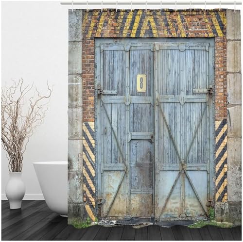 Duschvorhang 120 x 200 cm Italienische Holztüren, 3D Duschvorhang Anti-Schimmel Italienische, Shower Curtains Polyester Wasserdicht Duschvorhänge für Badezimmer, Bad Vorhang mit 12 Haken b2614 von okoikfc