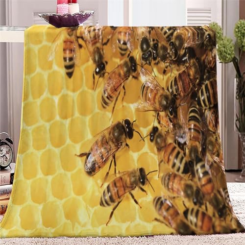 Kuscheldecke 130 x 150 cm 3D Bienenwabe Decke Flanell Fleecedecke Weich Warm Flauschig kuscheldecken Geometrie Wohndecke Decken für Sofadecke Couchdecke, Kinder Erwachsene K65 von okoikfc