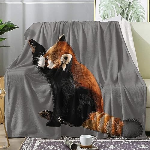 Kuscheldecke 130 x 150 cm 3D Roter Panda Flanell Fleecedecke, Weich Warm Flauschig Decke Tier Wohndecke Decken für Sofadecke Couchdecke kuscheldecken für Kinder Erwachsene, Blanket von okoikfc