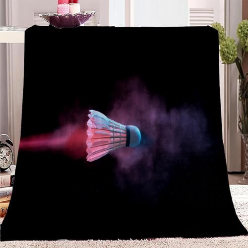Kuscheldecke 150 x 200 cm 3D Badminton Decke Flanell Fleecedecke Weich Warm Flauschig kuscheldecken Weiß Wohndecke Decken für Sofadecke Couchdecke, Kinder Erwachsene K996 von okoikfc