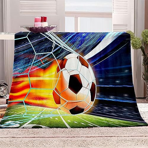 Kuscheldecke 150 x 200 cm 3D Fußball Flanell Fleecedecke, Weich Warm Flauschig Decke Flamme Wohndecke Decken für Sofadecke Couchdecke kuscheldecken für Kinder Erwachsene, Blanket von okoikfc