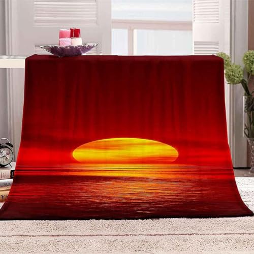 Kuscheldecke 150 x 200 cm 3D Sonnenuntergang Decke Flanell Fleecedecke Weich Warm Flauschig kuscheldecken Sonnenuntergang Wohndecke Decken für Sofadecke Couchdecke, Kinder Erwachsene F360 von okoikfc