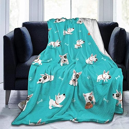 Kuscheldecke 150 x 200 cm 3D Weißer Bullterrier Decke Flanell Fleecedecke Weich Warm Flauschig kuscheldecken Weißer Bullterrier Wohndecke Decken für Sofadecke Couchdecke, Kinder Erwachsene von okoikfc