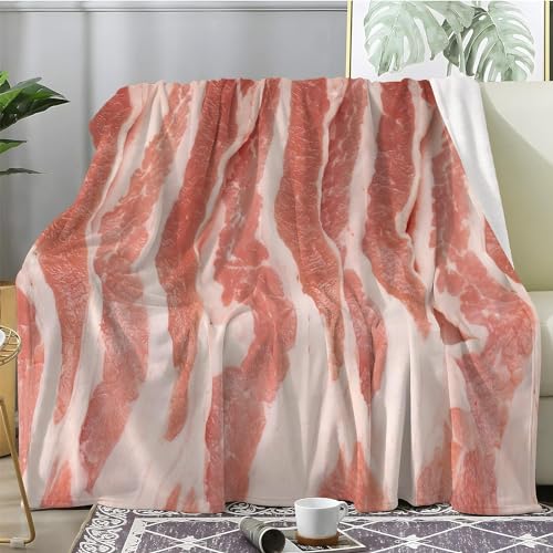 Kuscheldecke 80 x 150 cm 3D Fleisch Decke Flanell Fleecedecke Weich Warm Flauschig kuscheldecken Essen Wohndecke Decken für Sofadecke Couchdecke, Kinder Erwachsene L1875 von okoikfc
