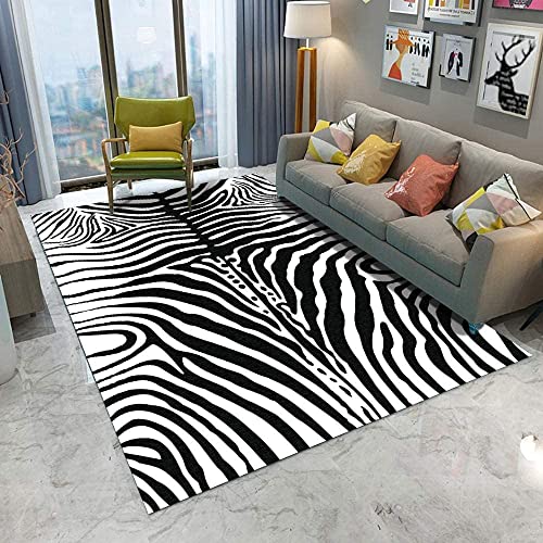 Schwarz Und Weiß Zebra Teppich Wohnzimmer, Teppich Waschbarer rutschfest, teppiche Moderne, Teppich Kinderzimmer, Deko Wohnzimmer Schlafzimmer Carpet, 60 x 120 cm von okoikfc