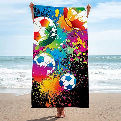 Strandtuch 80x160 cm 3D Graffiti-Fußball Mikrofaser Schnelltrocknend Badetuch Groß Strandhandtuch Sauna Badehandtuch Yoga Handtuch Strandtücher Strandlaken für Kinder und Erwachsene von okoikfc