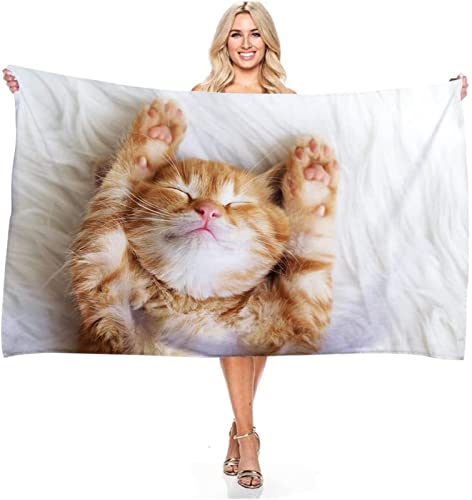 Strandtuch 90x180 cm 3D Haustier, Microfaser Strandtuch Katze Badetuch, Strandlaken Handtuch, Schnell Trocknen Strandhandtuch Herren Frauen Badetücher, Handtücher, Strandtücher von okoikfc