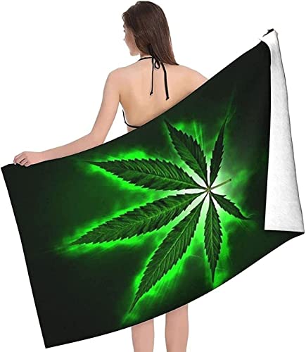 Strandtuch groß 100x200 cm 3D Fluoreszenz, Microfaser Strandtuch Marihuana-Blatt Badetuch, Strandlaken Handtuch, Schnell Trocknen Strandhandtuch Herren Frauen Badetücher, Handtücher, Strandtücher von okoikfc