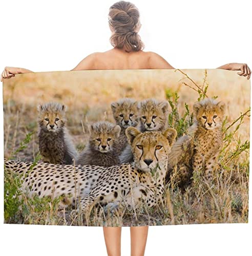 Strandtuch groß 100x200 cm 3D Leopard, Microfaser Handtücher, Strandlaken Handtuch, Schnell Trocknen Strandhandtuch Herren Frauen Badetücher, Badetuch, Strandtücher von okoikfc