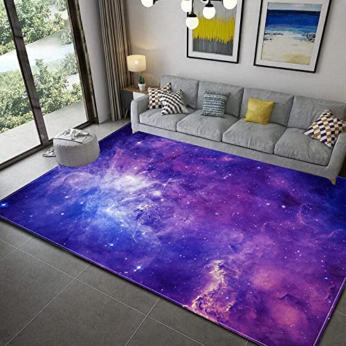 Violett Psychedelische Galaxie Teppich Wohnzimmer, Teppich Waschbarer rutschfest, teppiche Moderne, Teppich Kinderzimmer, Deko Wohnzimmer Schlafzimmer Carpet, 140 x 200 cm von okoikfc