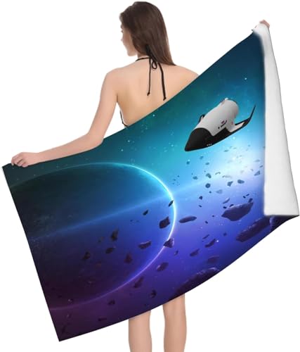 okoikfc 3D Strandtuch 80x160 cm Raumschiff Badetuch Groß Raumschiff Microfaser Handtücher Weich Schnell Trocknen Strandhandtuch Herren Frauen Badetücher, Strandtücher Strandlaken Handtuch A1704 von okoikfc
