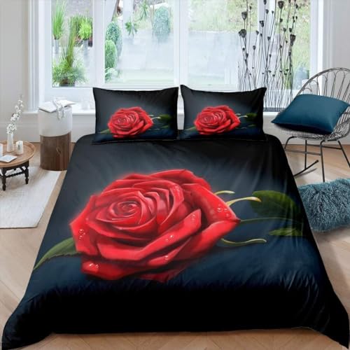 okoikfc Bettwäsche 135x200 Rot Weiche Mikrofaser Rose Bettbezug 135 x 200 Duvet Cover mit 2 Kissenbezug 80x80 cm, Bedding Set Für Kinder Erwachsene FF156 okoikfc Bettwäsche 135x200 Rot Weiche Mikrofaser Rose Bettbezug 135 x 200 Duvet Cover mit 2 Kissenbezug 80x80 cm, Bedding Set Für Kinder Erwachsene FF156 von okoikfc