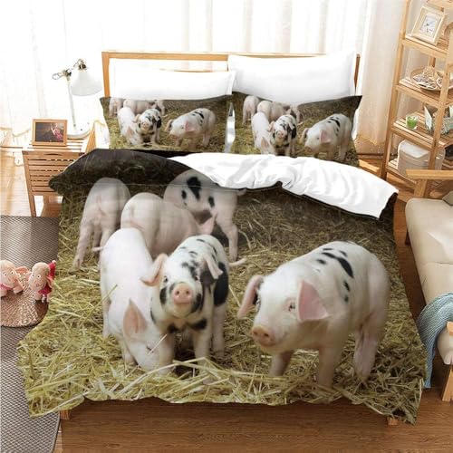 okoikfc Bettwäsche 135x200 Schweinchen Weiche Mikrofaser Bauernhof Bettbezug 135 x 200 Duvet Cover mit 2 Kissenbezug 80x80 cm, Bedding Set Für Kinder Erwachsene FF142 okoikfc Bettwäsche 135x200 Schweinchen Weiche Mikrofaser Bauernhof Bettbezug 135 x 200 Duvet Cover mit 2 Kissenbezug 80x80 cm, Bedding Set Für Kinder Erwachsene FF142 von okoikfc