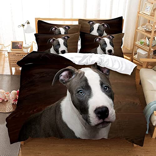 okoikfc Bettwäsche 135x200 Weiche GebüRstet Mikrofaser 3D-Staffordshire-Bullterrier Winter Bettwäsche Set, Bettbezug + Kissenbezug 80x80 cm mit ReißVerschluss von okoikfc