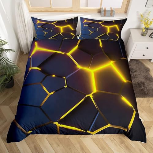 okoikfc Bettwäsche 200x200 Geometrie Weiche Mikrofaser Gelb Bettbezug 200x200 Duvet Cover mit 2 Kissenbezug 80x80 cm, Bedding Set Für Kinder Erwachsene FF138 von okoikfc