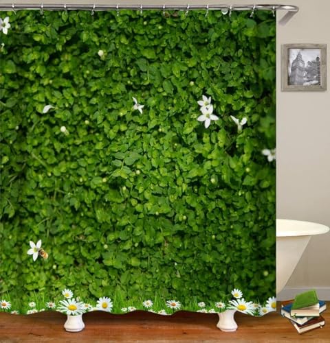 okoikfc Duschvorhang 120x180 cm Grünes Klettern, 3D Duschvorhang Anti-Schimmel Grünes Klettern, Shower Curtains Polyester Wasserdicht Duschvorhänge für Badezimmer, Bad Vorhang mit 8 Haken b2583 von okoikfc