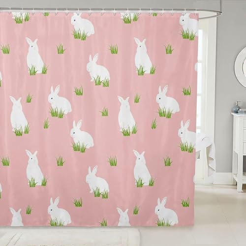 okoikfc Duschvorhang 180x220 cm Kaninchen Tier, 3D Duschvorhang Anti-Schimmel Kaninchen Tier, Shower Curtains Polyester Wasserdicht Duschvorhänge für Badezimmer, Bad Vorhang mit 12 Haken b2580 von okoikfc