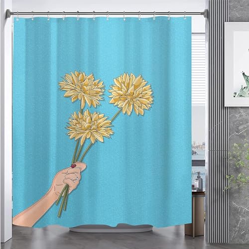 okoikfc Duschvorhang 220x200 cm Blumen, 3D Duschvorhang Anti-Schimmel Blumen, Shower Curtains Polyester Wasserdicht Duschvorhänge für Badezimmer, Bad Vorhang mit 12 Haken b2648 von okoikfc