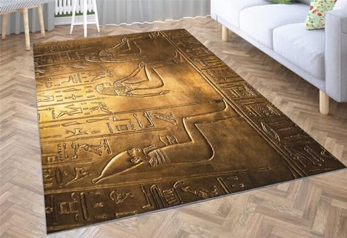 okoikfc Teppich 120 x 170 cm Ägyptischer Pharao 3D Teppich Wohnzimmer Ägyptischer Pharao Waschbarer rutschfest, Teppiche für Kinderzimmer Schlafzimmer Deko Antirutschmatte Carpet Matte,A353 von okoikfc