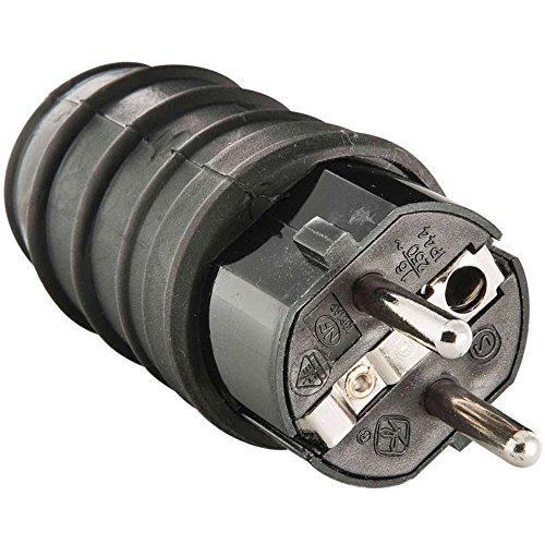 Zenitech - Stecker 16A 2P+T, 3680W – Gummiendkappe, Wasserdicht IP44 – Integriertes Abisolierwerkzeug – Kindersicherung – Sicherer und Langlebiger Anschluss – NF-Konform – Schwarz von okoium