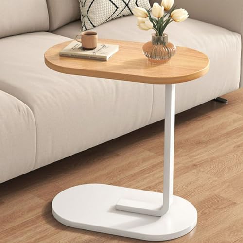 Multifunktionaler C-förmiger Beistelltisch – Sofatisch, Laptoptisch, Kaffeetisch oder TV-Tray – Platzsparend, stabil und leicht zu reinigen (Weiß) von okwish