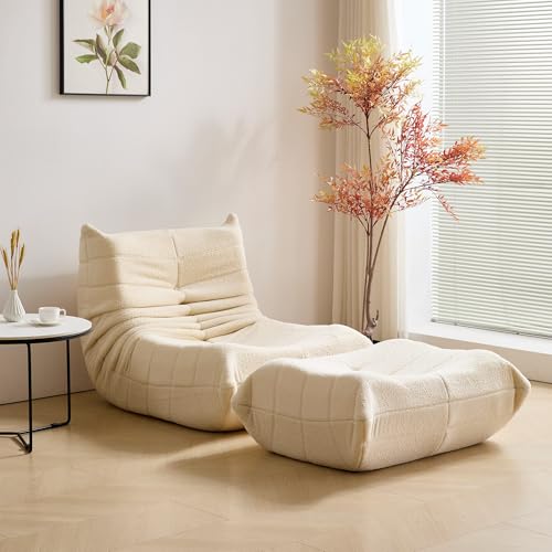 okwish Schlafsofas Relaxsessel mit Rückenlehne und Fußstütze, Lazy Sofa, Indoor-Sitzkissen, Faltbarer Meditationsstuhl, geeignet für Schlafzimmer, Wohnzimmer, Beige okwish Schlafsofas Relaxsessel mit Rückenlehne und Fußstütze, Lazy Sofa, Indoor-Sitzkissen, Faltbarer Meditationsstuhl, geeignet für Schlafzimmer, Wohnzimmer, Beige von okwish