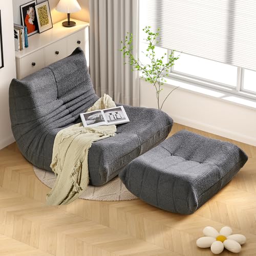 okwish Schlafsofas Relaxsessel mit Rückenlehne und Fußstütze, Lazy Sofa, Indoor-Sitzkissen, Faltbarer Meditationsstuhl, geeignet für Schlafzimmer, Wohnzimmer, Grau okwish Schlafsofas Relaxsessel mit Rückenlehne und Fußstütze, Lazy Sofa, Indoor-Sitzkissen, Faltbarer Meditationsstuhl, geeignet für Schlafzimmer, Wohnzimmer, Grau von okwish