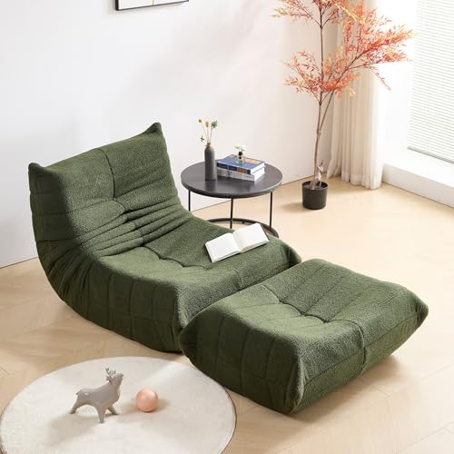 okwish Schlafsofas Relaxsessel mit Rückenlehne und Fußstütze, Lazy Sofa, Indoor-Sitzkissen, Faltbarer Meditationsstuhl, geeignet für Schlafzimmer, Wohnzimmer, Grün okwish Schlafsofas Relaxsessel mit Rückenlehne und Fußstütze, Lazy Sofa, Indoor-Sitzkissen, Faltbarer Meditationsstuhl, geeignet für Schlafzimmer, Wohnzimmer, Grün von okwish
