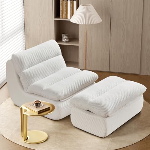 okwish Sitzsack Sofa Mit Fußhocker, abnehmbaren Rückenlehne und Sitzkissen, Lazy Sofa, Bodensofa, Sitzsack Lesesessel, Wohnzimmer Loungesessel, Sofa aus Weiß Cordstoff okwish Sitzsack Sofa Mit Fußhocker, abnehmbaren Rückenlehne und Sitzkissen, Lazy Sofa, Bodensofa, Sitzsack Lesesessel, Wohnzimmer Loungesessel, Sofa aus Weiß Cordstoff von okwish