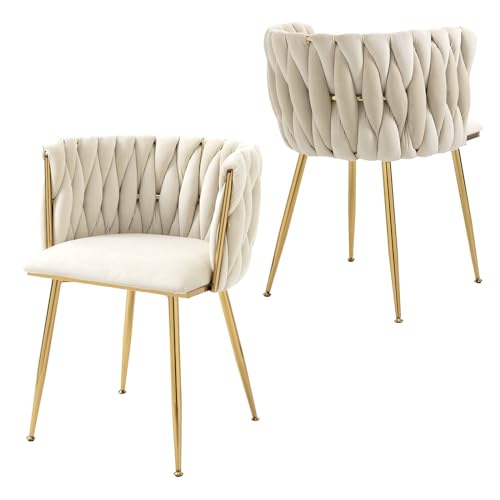okybaby 2er Set Bequeme Esszimmerstühle, Samt Gepolsterter Stuhl mit Metallbeinen und Armlehnen, Küche & Wohnzimmer, Schwarz von okybaby