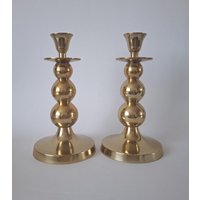 Paar Hollywood Regency Leuchter Kerzenhalter Mid Century Gold Messing 60-Iger von oldartbox