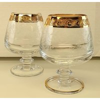 Cognacschwenker Cognacgläser Mit Goldrand Und Gravur Trinkgläser Gläser 60'er Jahre von oldcamerasandmore