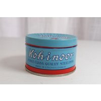 Dose Nadeldose Blechdose Koh-I-Noor Türkis Zubehördose Stecknadeln 50'er Jahre Mid Century von oldcamerasandmore