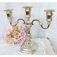 Kerzenhalter Kerzenleuchter Leuchter Kerzenständer Silberfarbig Shabby Vintage von oldcamerasandmore