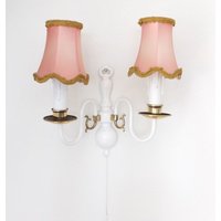 Lampe Wandlampe Schirmlampe Rosa Schirmchen Mid Century Retro Vintage 50'er Jahre von oldcamerasandmore