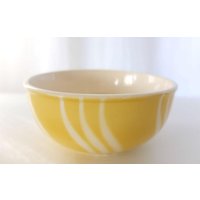 Schüssel Schale Keramik Obstschale Keramikschale Gelb Weiß Mid Century Retro Vintage 50'er Jahre von oldcamerasandmore