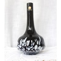 Vase Glasvase Blumenvase Ingrid Glas Schwarz/Weiß 60'er Jahre Mid Century von oldcamerasandmore