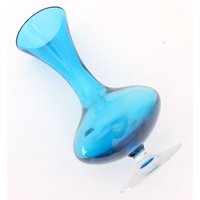 Vase Glasvase Kristallvase Blumenvase Friedrich Kristall Türkisfarben Glas 70'er Jahre von oldcamerasandmore