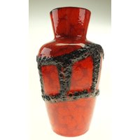 Vase Lavavase Fat Lava Blumenvase Scheurich Schwarz/Rot Mid Century Vintage Retro Sammler von oldcamerasandmore