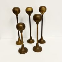 Vintage Messing Kerzenständer | Set Von 5 Kugel-Kerzenhaltern Moderne von oldeonthesquare